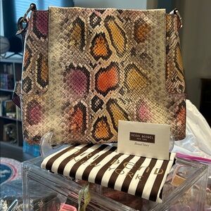 Henri Bendel Snake Print Crossbody 11.75x 9”x 1.5” with Dusty & Story Card NWT